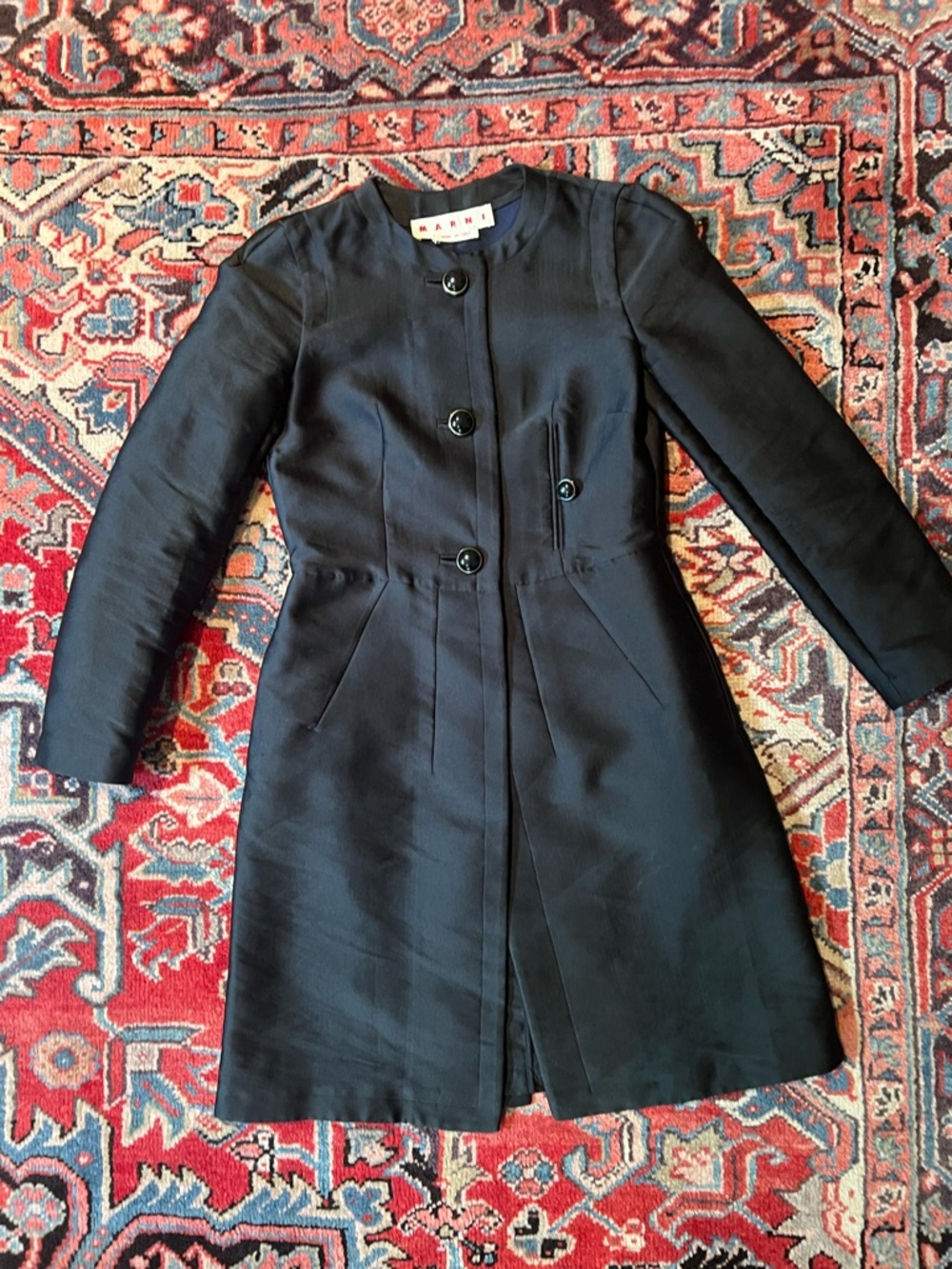 Marni Black Silk Blend Lady Jacket Coat— It 38 or US 2